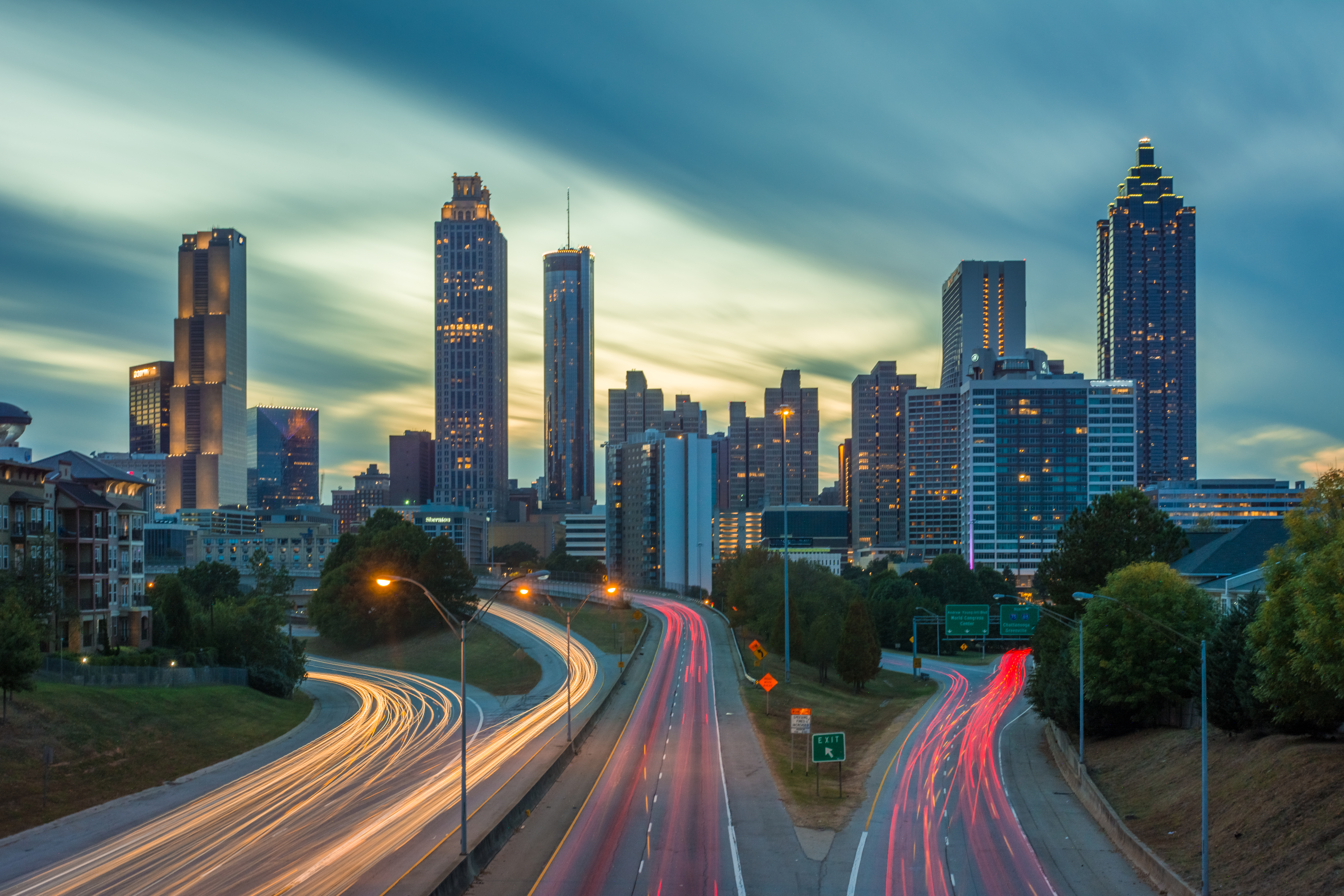 Atlanta downtown at sunset