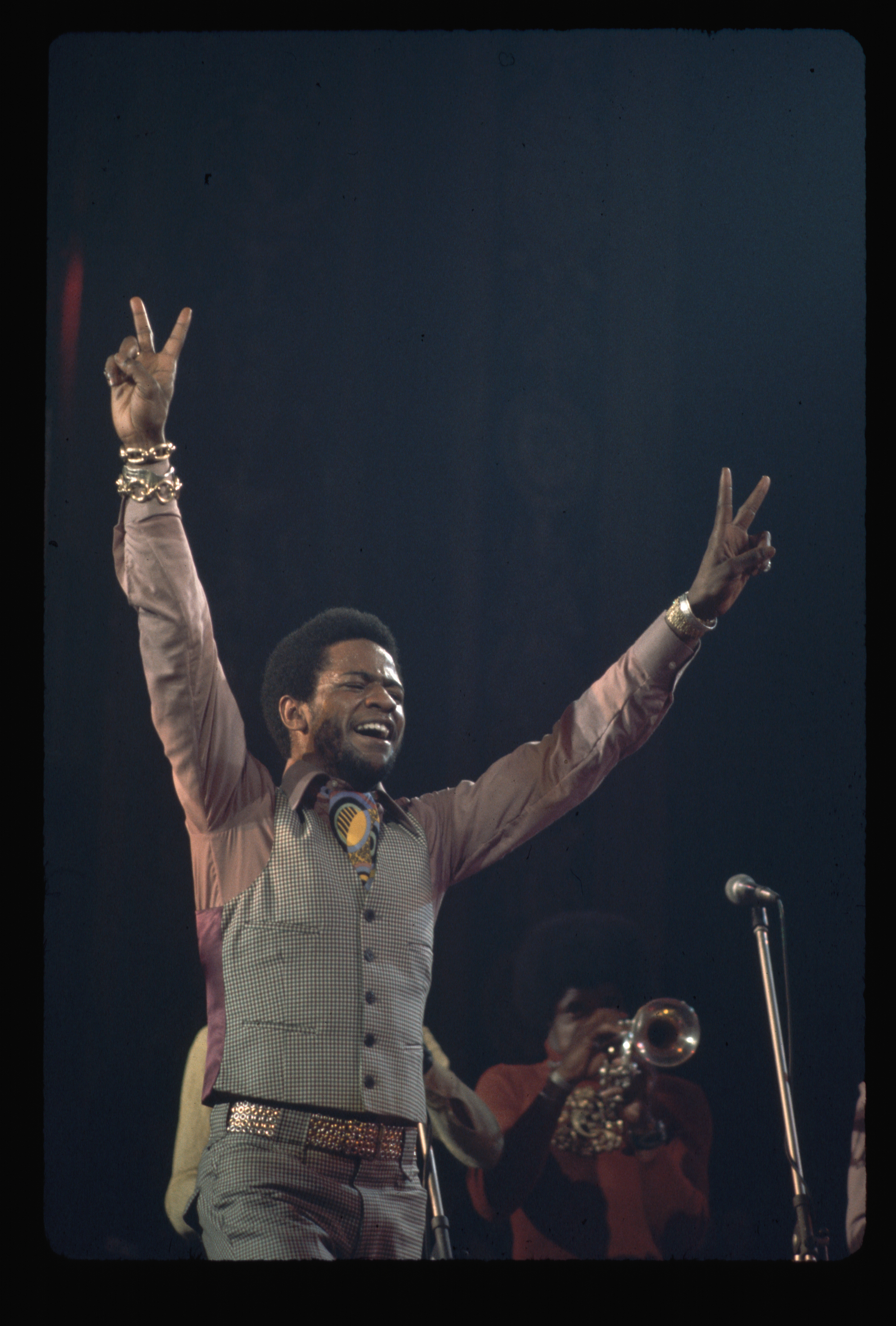 Singer Al Green Gesturing During a Performance