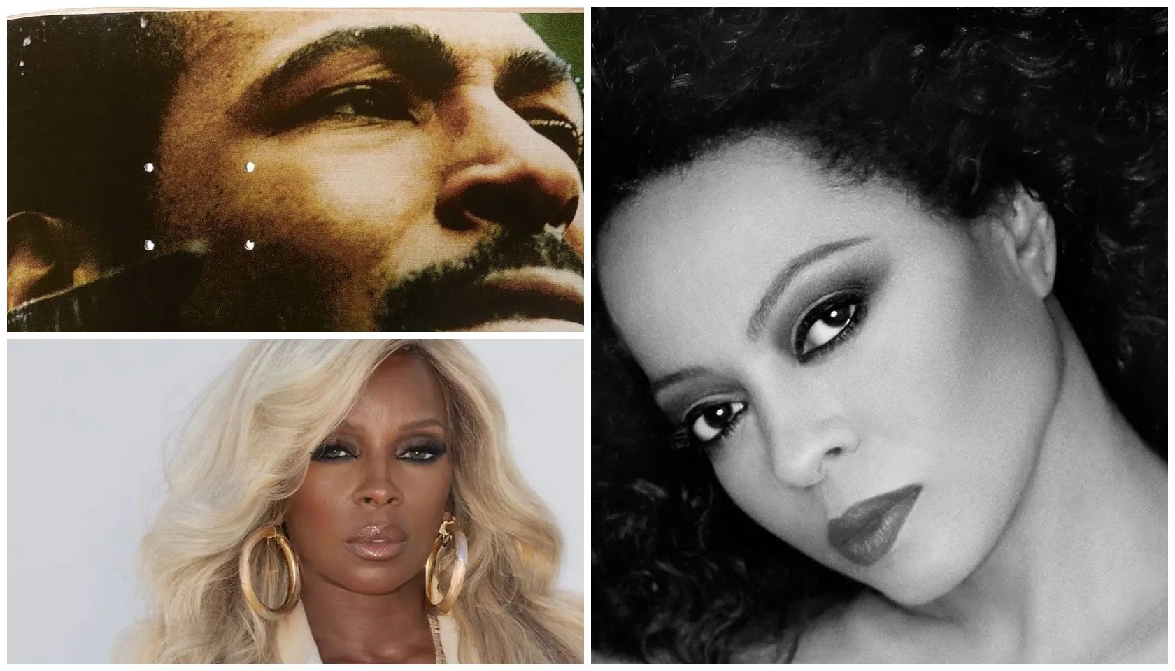 A collage of three portraits: a close-up of a man with facial hair, a woman with long blonde hair, and a woman with curly dark hair.